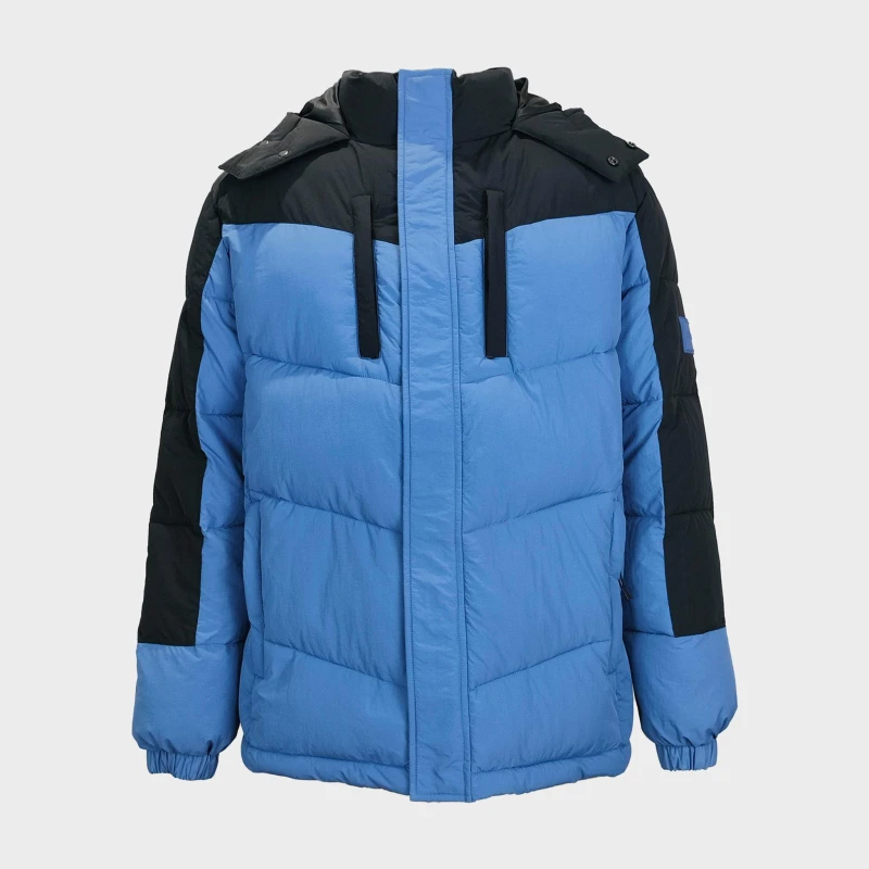 Image of Jack Wills Mens Coast Water and Wind Resistant Hooded Short Puffer Jacket Blue/Black male S
