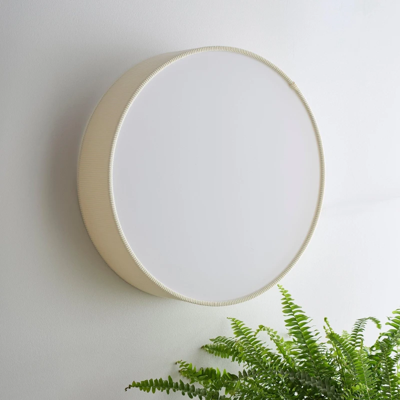 Image of K Living Crete 38cm 2 Light Cream Velvet Drum Shade Cream unisex One Size