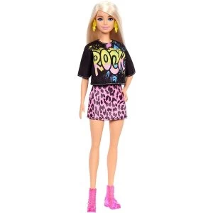 Image of Barbie Fashionistas Blonde Hair with Rock Tee and Skirt Doll