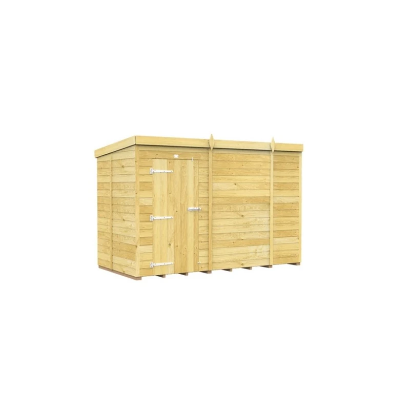 Image of Buttercup Farm 10 x 5 Feet Pent Shed - Single Door W/O Window - L147 x W302 x H201cm in Brown Brown Unisex