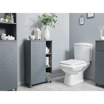Image of Grey Ripple Bathroom Console Storage Unit Cabinet - Grey