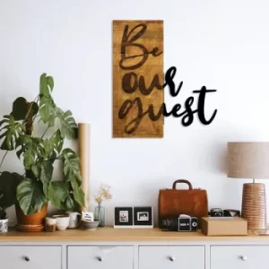 Image of Be Our Guest Walnut Black Decorative Wooden Wall Accessory
