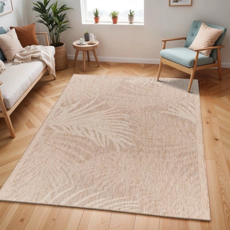 Image of Livabliss In- & Outdoor Coastal Jute-Look Beige Vanessa Area Rug 160 X 213cm - Easy To Clean, Perfect For Balcony, Kitchen Or Dining Room