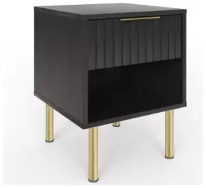 Image of GFW Nervata 1 Drawer Side Table - Black