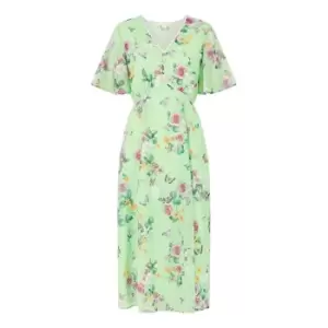 Image of Yumi Sage Green Oriental Butterfly Print Midi - Green