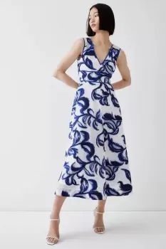 Image of V-Neck Jacquard Midi Dress