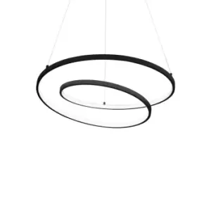 Image of OZ Dimmable Swirl 60cm Integrated LED Pendant Ceiling Light Black, 3000K