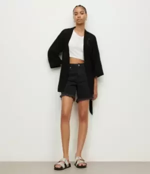 Image of AllSaints Womens Carina Ossia Embroidered Kimono, Black, Size: 14