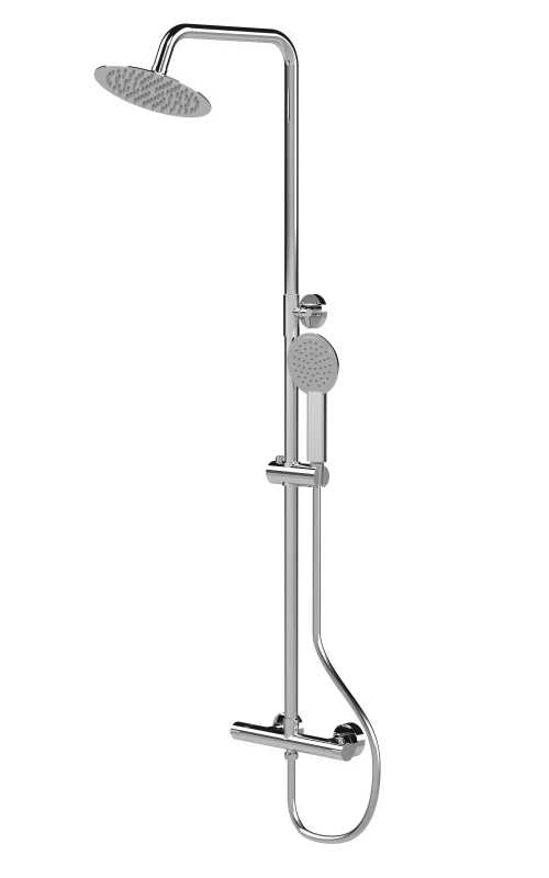 Image of Balterley Round Thermostatic Shower Kit Fixed Head Adjustable Handset Chrome Silver