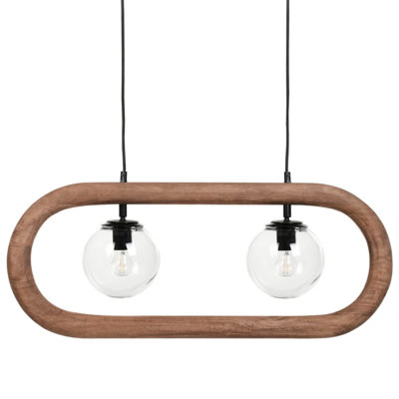 Image of Beliani Pendant Lamp Ayensu Mango Wood Dark Brown