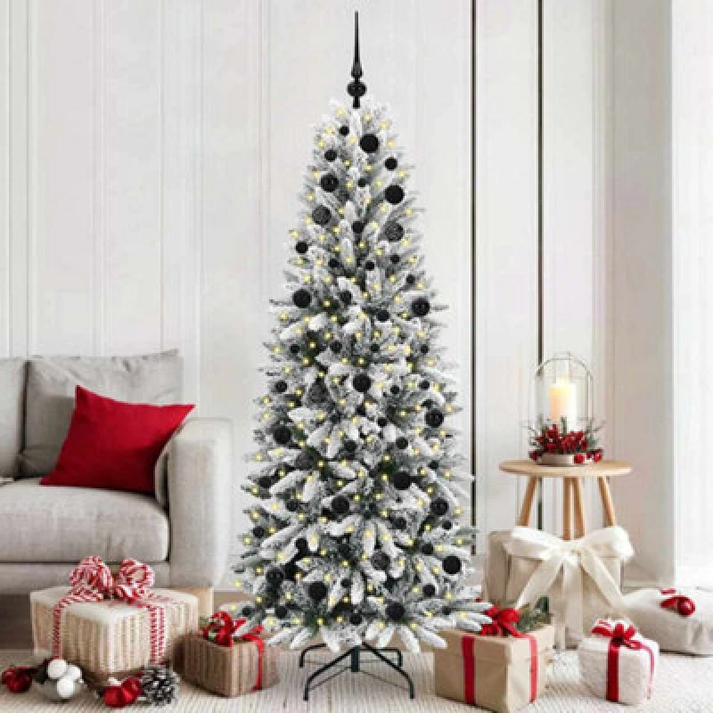 Image of Vidaxl Artificial Christmas Tree With 300 Leds With Stand White 180 Cm