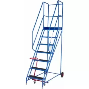 Image of 7 Tread Mobile Warehouse Stairs Anti Slip Steps 2.75m Portable Safety Ladder