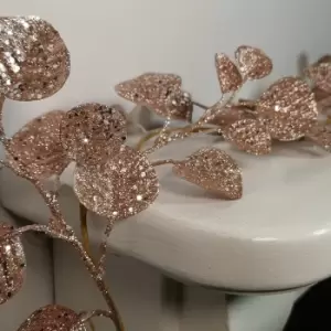 Image of 1.6m Rose Gold Glitter Eucalyptus Leaf Christmas Garland Decoration
