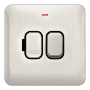 Image of Schneider Electric Lisse Screwless Deco - Switched Single Fused Connection Unit, 13A, Double Pole, with Neon Indicator, GGBL5011BSS, Stainless Steel w