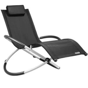 Image of Sun Lounger Neapel 67x19x32in Black