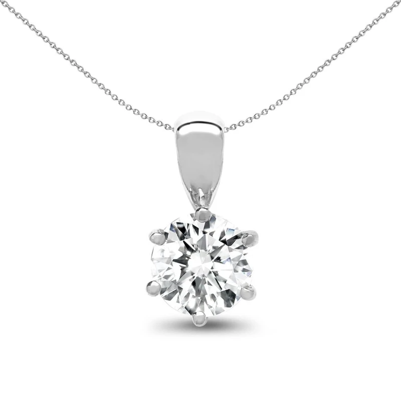 Image of Jewelco London 18ct White Gold 0.25ct Diamond Classic Solo Solitaire Pendant - 18P007-025 Silver