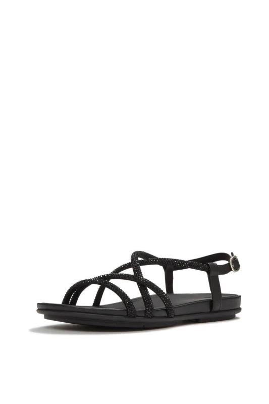Image of FitFlop Womens Gracie Crystal Sandals in Black Size: 4 Black Female 4