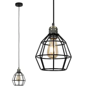 Image of Casco Brass Pendant with Black Hamish Shade