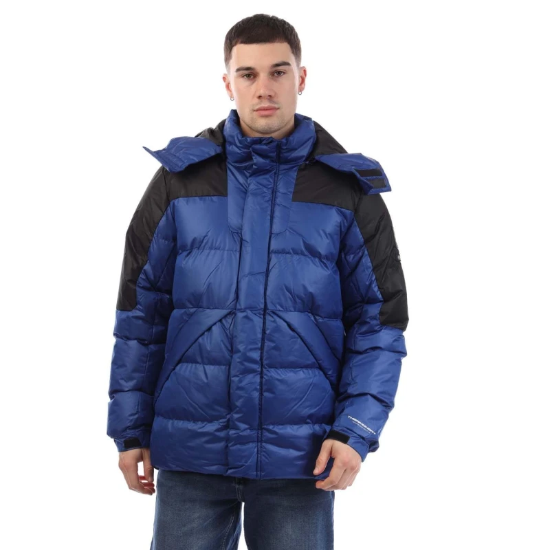 Image of Crosshatch Crosshatch Men Camptor Panel Jacket in Blue Size: Small Blue S Male 5059294602259