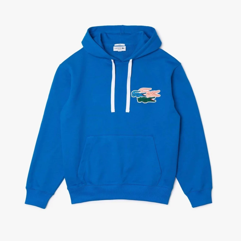 Image of Lacoste Loose Fit Organic Cotton Hoodie - Blue Blue S