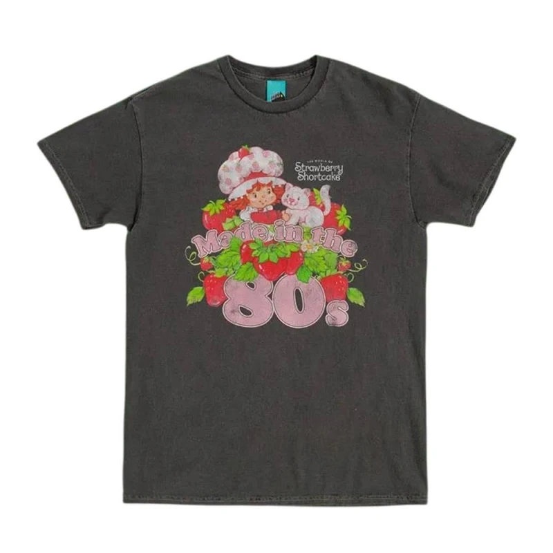 Image of Strawberry Shortcake Mens Made In The 80s T-Shirt in Charcoal Size: Medium Charcoal Male M