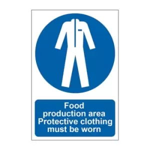 Image of Food Production Area Protective Clothing Must Be Worn - PVC (200 x 300mm)