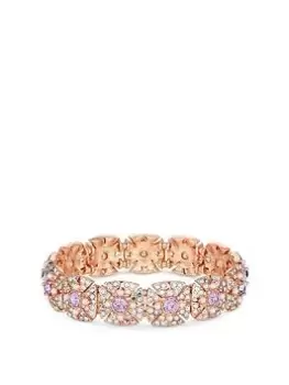 Image of Mood Rose Gold Purple And Pearl Cluster Station Stretch Bracelet, Rose Gold, Women