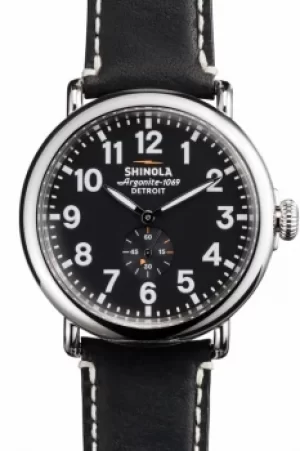 Image of Mens Shinola Runwell 47mm Black Leather Strap Watch S0110000012