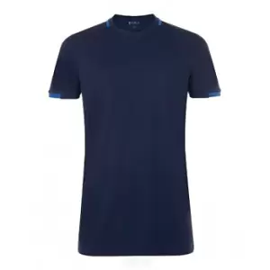 Image of SOLS Mens Classico Contrast Short Sleeve Football T-Shirt (XL) (French Navy/Royal Blue)