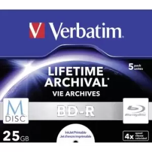 Image of Verbatim 43823 Blank M-Disc Bluray DVD 25 GB 5 pc(s) Jewel case Printable