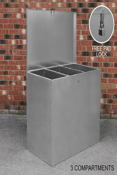 Image of Monstershop Galvanised Feed Store 3 Compartments Silver