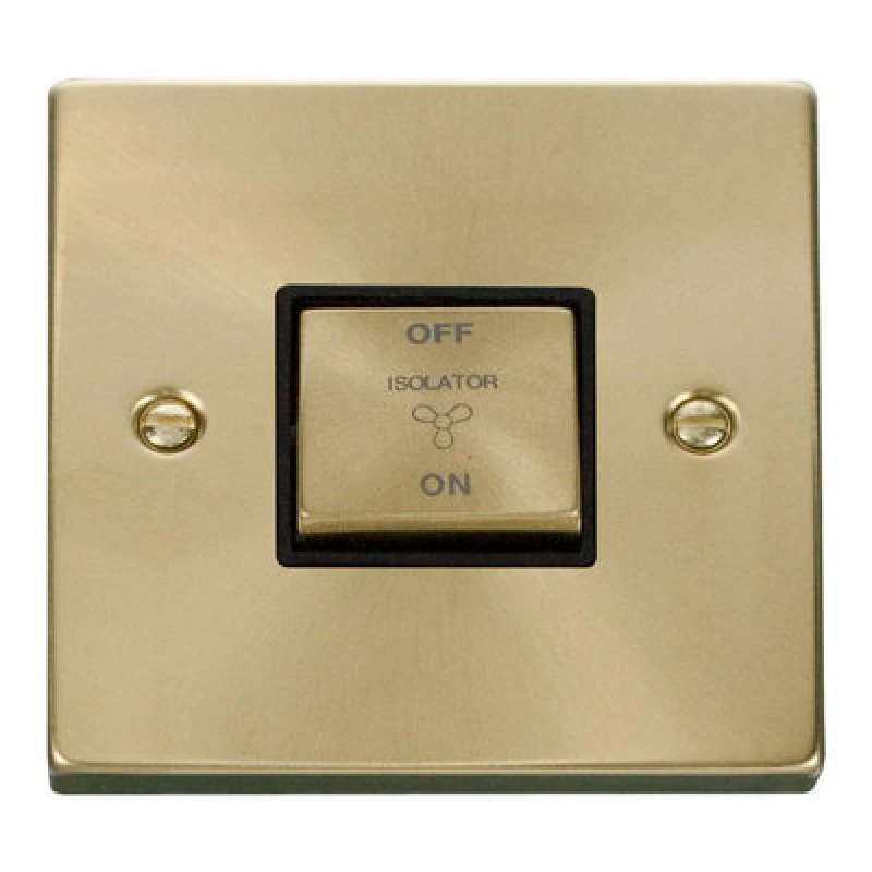 Image of SE Home Satin / Brushed Brass 10A 1 Gang Ingot 3 Pole Fan Isolation Switch Gold