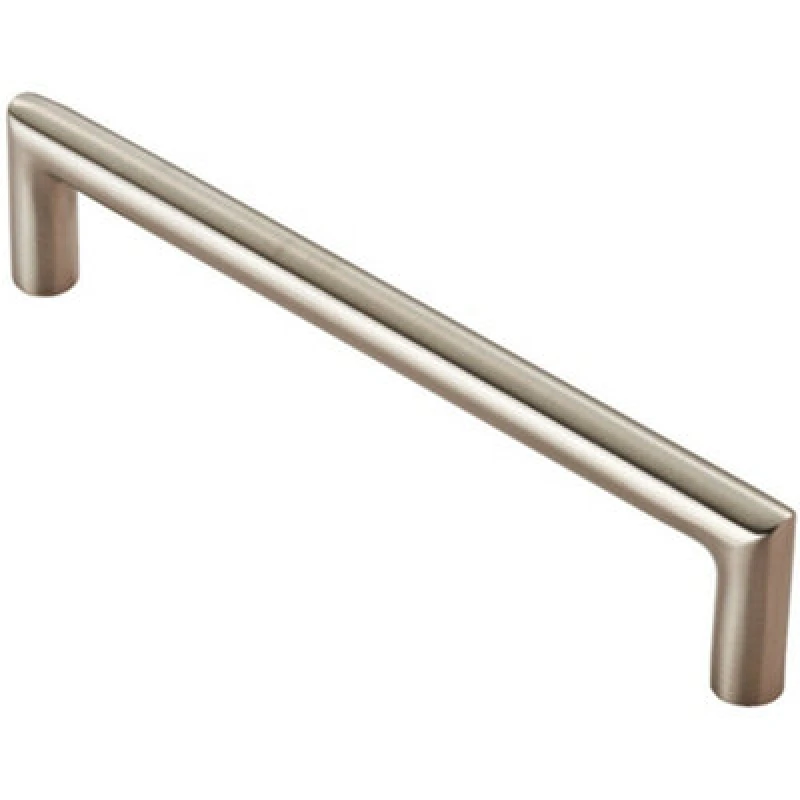Image of Loops Mitred Round Bar Pull Handle 138 x 10mm 128mm Fixing Centres Satin Steel Metallics unisex