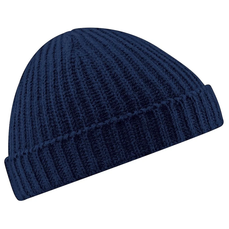 Image of Beechfield Beechfield Men Retro Trawler Winter Beanie Hat in Navy Navy One Size Male 5055747771800