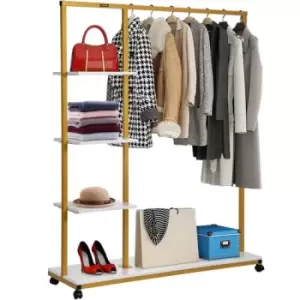 Image of VEVOR Clothing Garment Rack, 180 LBS Capacity, Heavy-duty Clothes Rack w/ Bottom Shelf & Extra 3 Side Shelves, 4 Swivel Casters, Rolling Clothes Organ