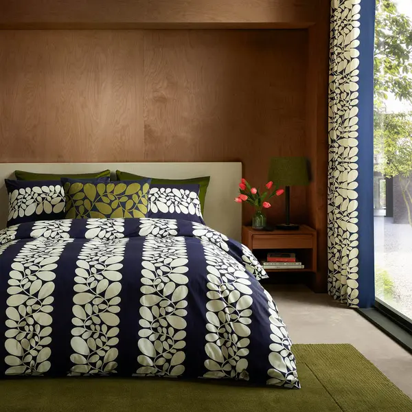 Image of Orla Kiely Sycamore Stripe Duvet Set, King, Space Blue
