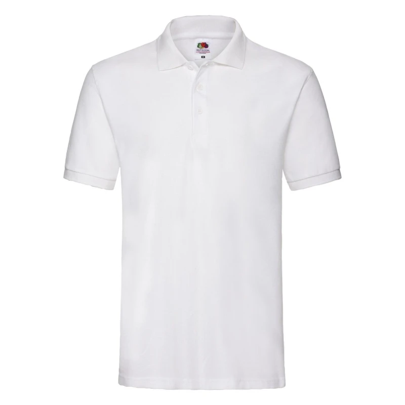 Image of Fruit Of The Loom Fruit of the Loom Men Premium Pique Polo Shirt in White Size: Small White S Male 5063470859801