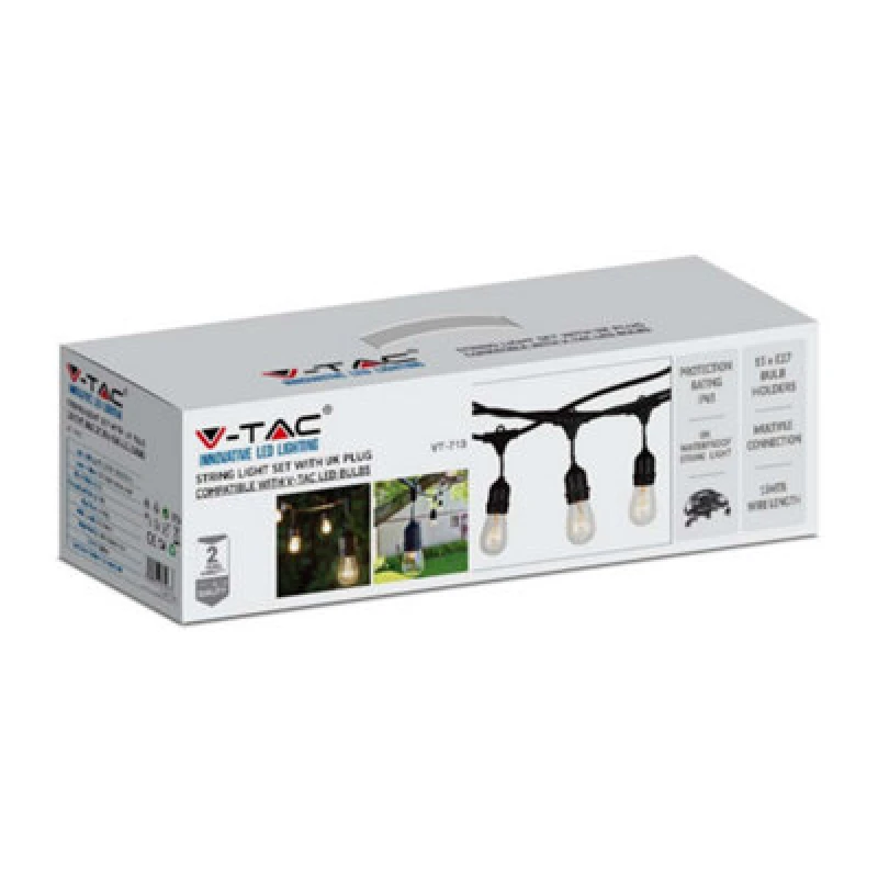 Image of V-Tac Vt-713 Weatherproof LED String Light With Bs Plug And Wp Socket
