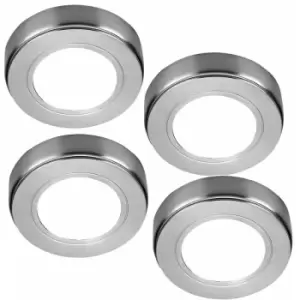 Image of 4x chrome Round Surface or Flush Under Cabinet Kitchen Light Kit - 240V Mains Powered - Natural White led