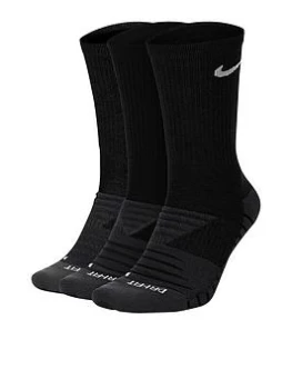 Image of Nike Everyday Plus Pack 3 Cushioned Crew Socks - Black/Grey/White Size M Men