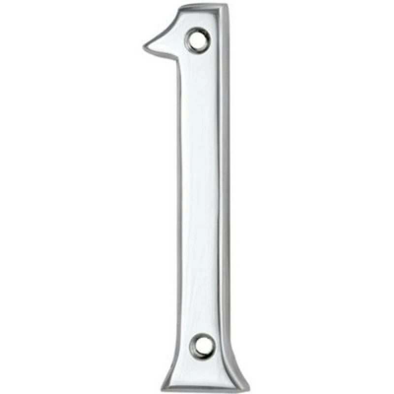 Image of Loops Polished Chrome Door Number 1 75mm Height 4mm Depth House Numeral Plaque Multi