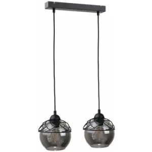 Image of Keter Mera Bar Pendant Ceiling Light Black, 50cm, 2x E27