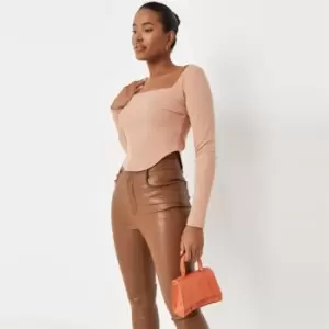 Image of Missguided Square Neck Top - Neutral