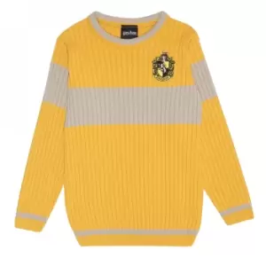 Image of Harry Potter Girls Quidditch Hufflepuff Knitted Jumper (5-6 Years) (Yellow)