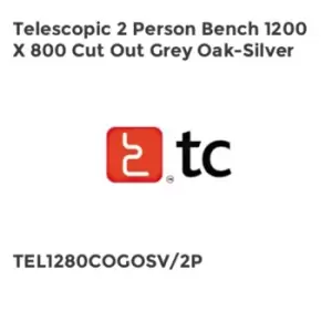Image of TC Group Telescopic 2 Person Bench 1200 x 800 Cut Out Grey Oak-Silver