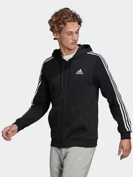 Image of adidas Originals Essentials French Terry 3-stripes Full-zip Hoodie, Blue/White, Size S, Men