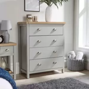 Image of Grey Oak 4 Drawer Chest of Drawers Storage Metal Cup Handles Avon Two Tone - Grey