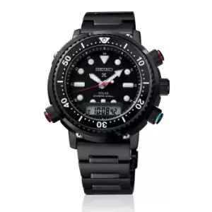 Image of Seiko Prospex Solar 'Arnie' Hybrid PADI Diver's 40th Anniversary Automatic Black Dial Black PVD Stainless Steel Bracelet SNJ035P1