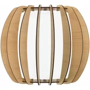 Image of Loops - Wall Light Colour White Steel Shade Maple White Wood Glass Bulb E27 1x60W