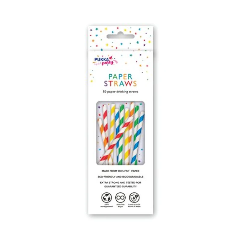 Image of Pukka Party Striped Drinking Straws (50 Pack) PTY578